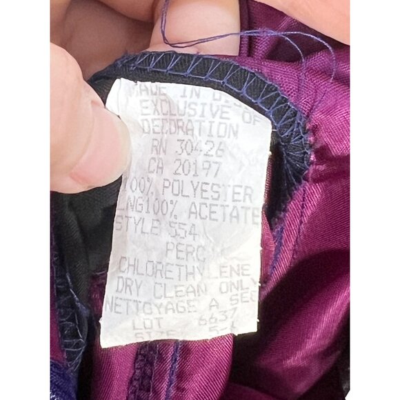 Vintage 90s CACHE Purple Chiffon Off Shoulder Evening Gown Made in USA Small - Picture 7 of 7